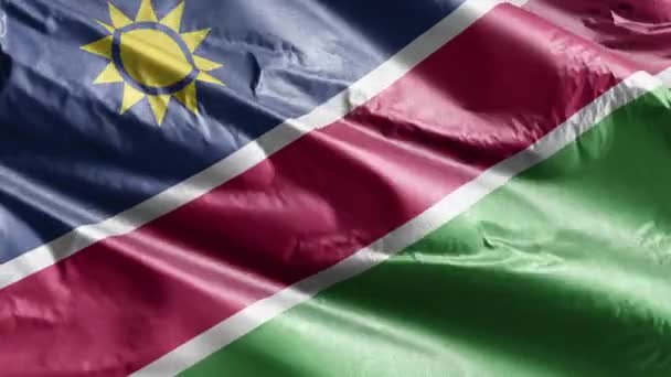 Namibia Textila Flagga Viftar Vindslingan Namib Fanan Svajar Vinden Tygvävnad — Stockvideo