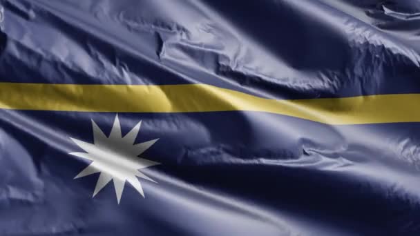 Bandeira Nauru Acenando Lentamente Circuito Vento Bandeira Naursky Balançando Suavemente — Vídeo de Stock