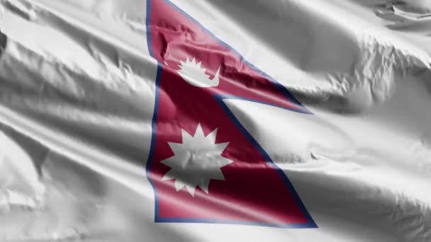 Bandeira Nepal Acenando Lentamente Loop Vento Bandeira Nepalesa Balançando Suavemente — Vídeo de Stock