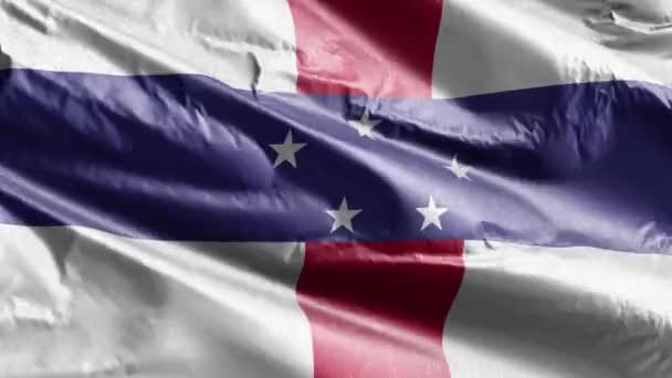Флаг Нидерландских Антильских Островов Размахивающий Петле Ветра Флаг Нидерландских Антильских — стоковое видео