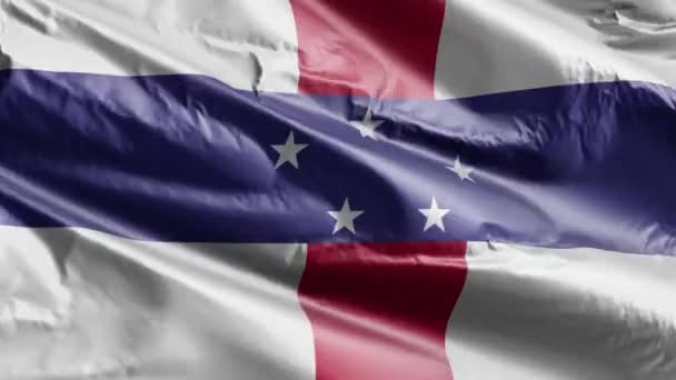 Antilhas Holandesas Bandeira Têxtil Acenando Loop Vento Bandeira Das Antilhas — Vídeo de Stock