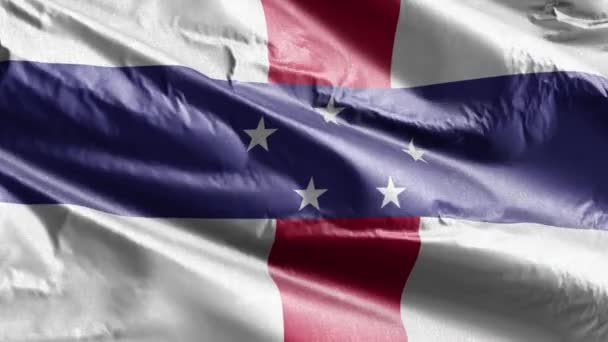 Hollanda Antilleri Tekstil Bayrağı Rüzgar Döngüsünde Yavaşça Dalgalanıyor Hollanda Antilleri — Stok video