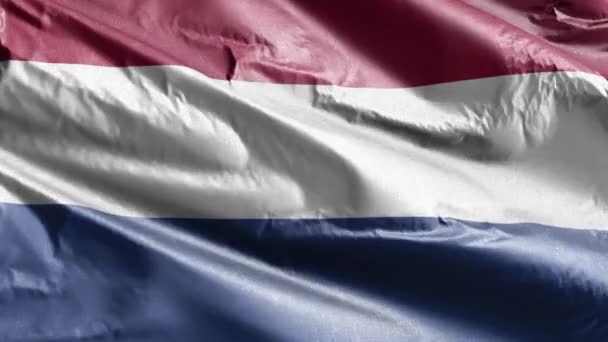 Nederlandse Textielvlag Zwaait Langzaam Windlus Nederlandse Vlag Wappert Soepel Wind — Stockvideo