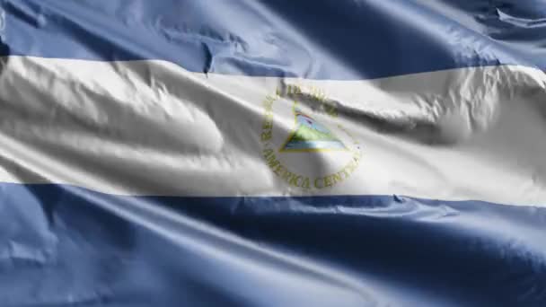 Nicaragua Flagge Weht Auf Der Windschleife Nicaragua Banner Wind Volle — Stockvideo