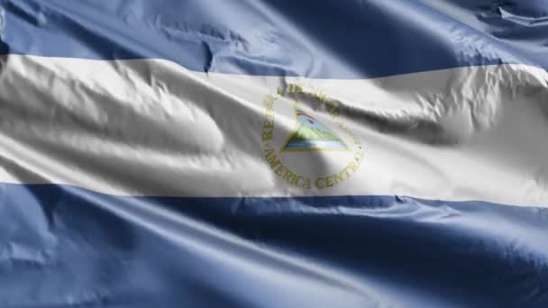 Bandiera Del Nicaragua Sventola Lentamente Sul Cappio Del Vento Bandiera — Video Stock