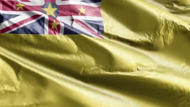 Niue Textilfahne Weht Auf Der Windschleife Niuean Banner Schwankt Auf — Stockvideo