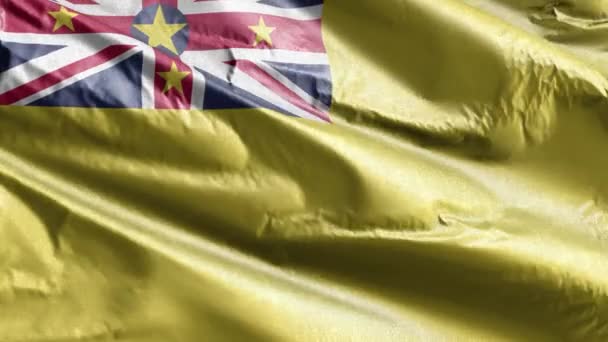 Drapeau Textile Niue Agitant Lentement Boucle Vent Bannière Niuéenne Balançant — Video