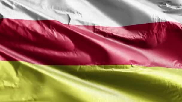 Textilní Vlajka Severní Osetie Vlála Větrné Smyčce Vlajka Severní Osetie — Stock video