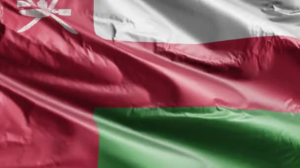 Bendera Oman Melambai Pada Lingkaran Angin Panji Oman Bergoyang Atas — Stok Video