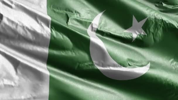 Paquistão Bandeira Têxtil Lenta Acenando Loop Vento Bandeira Palauana Balançando — Vídeo de Stock