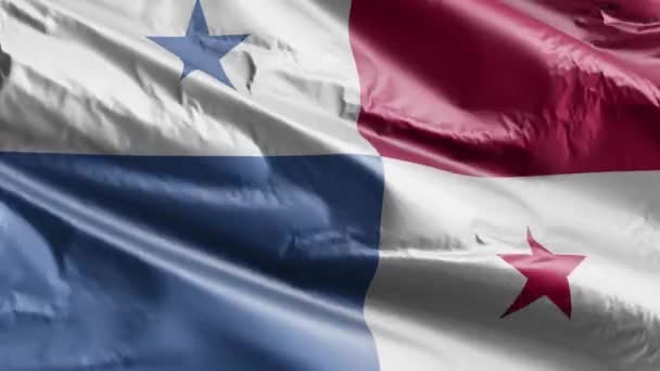 Панамский Флаг Машущий Петле Ветра Панамское Знамя Раскачивается Ветру Полный — стоковое видео