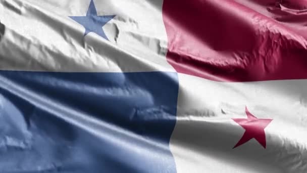 Панамский Текстильный Флаг Медленно Машет Петле Ветра Панамское Знамя Плавно — стоковое видео