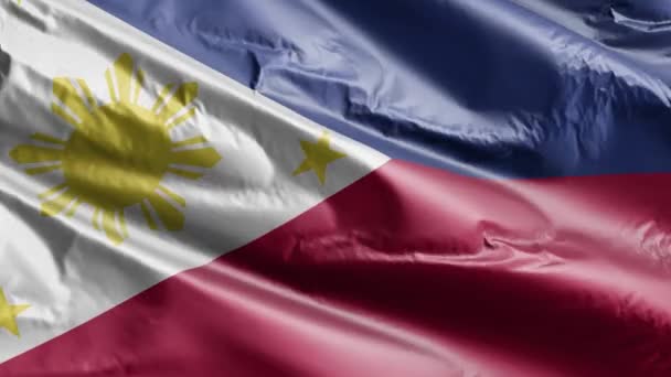 Filipinler Bayrağı Rüzgar Döngüsünde Yavaşça Dalgalanıyor Filipin Bayrağı Rüzgarda Hafifçe — Stok video