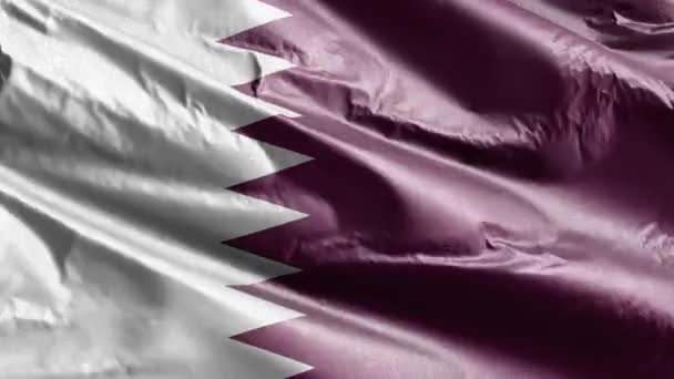 Bandera Textil Quatar Ondeando Lazo Del Viento Bandera Qatar Balanceándose — Vídeos de Stock