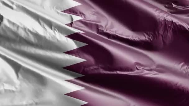 Прапор Кватару Махає Петлі Вітру Прапор Катарі Коливається Вітрі Повний — стокове відео