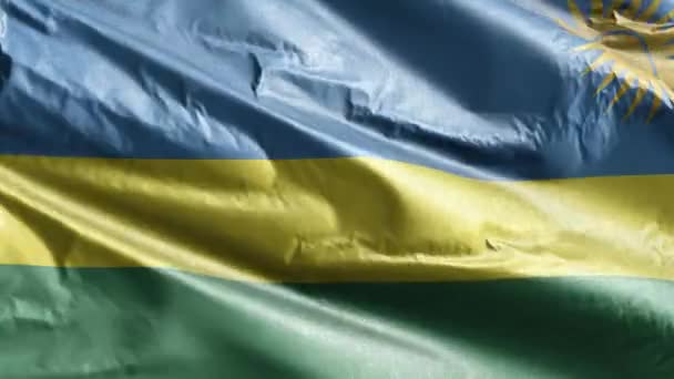 Textilní Vlajka Rwandy Vlála Větrné Smyčce Rwandská Vlajka Pohupovala Větru — Stock video