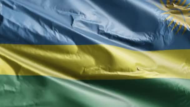 Rwanda Vlag Zwaaiend Wind Lus Rwandese Spandoek Zwaaiend Wind Volledige — Stockvideo