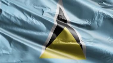 Aziz Lucia bayrağı rüzgâr çemberinde dalgalanıyor. Aziz Lucia bayrağı rüzgarda sallanıyor. Tam dolgu arkaplanı. 10 saniye döngü. 