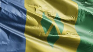 Saint Vincent ve Grenadines bayrağı rüzgarda yavaşça dalgalanıyor. Saint Vincent ve Grenadines bayrağı rüzgarda sallanıyor. Tam dolgu arkaplanı. 20 saniye döngü. 
