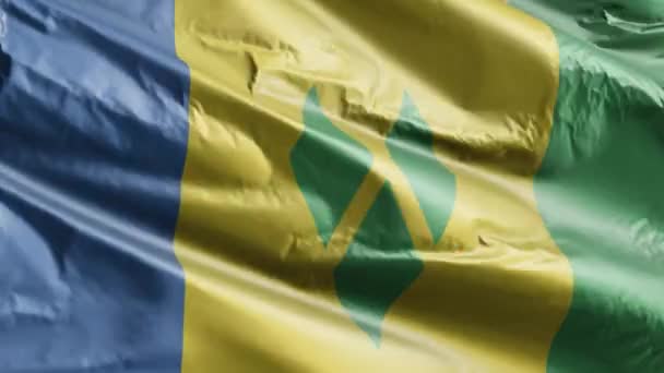 圣文森特和格林纳丁斯的国旗在风向上飘扬 圣文森特和格林纳丁斯的旗帜在微风中摇曳 完整的背景 10秒回圈 — 图库视频影像