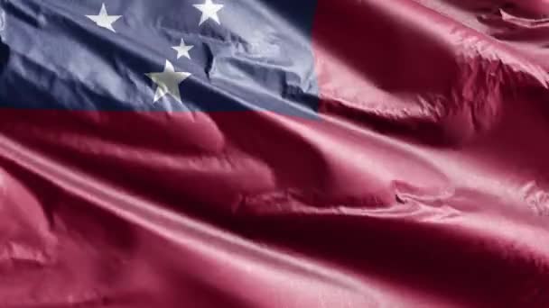 Σημαία Από Ύφασμα Της Σαμόα Που Κυματίζει Στον Άνεμο Σημαία — Αρχείο Βίντεο