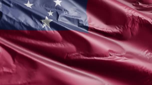 Samoa Bandeira Lenta Acenando Loop Vento Samoa Banner Balançando Suavemente — Vídeo de Stock