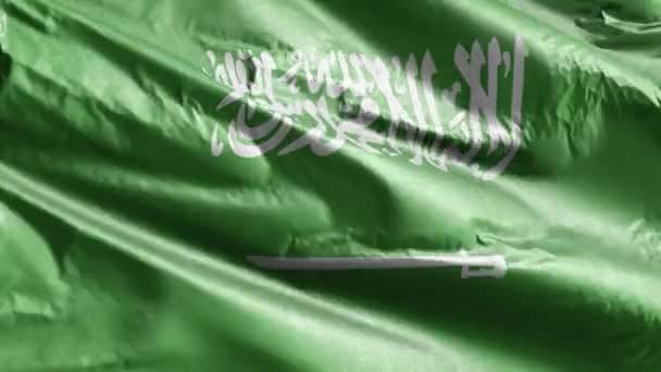 Saudi Arabiens Textilfahne Weht Der Windschleife Saudi Arabiens Fahne Wiegt — Stockvideo