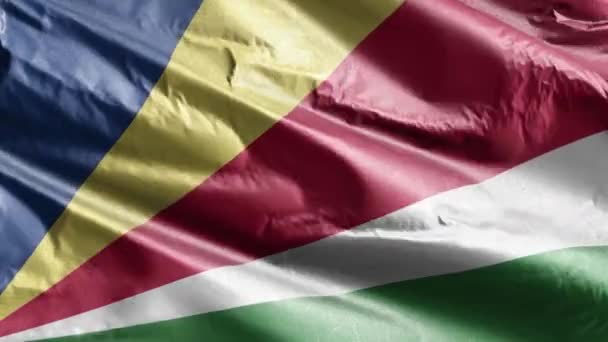 Сейшельский Текстильный Флаг Размахивающий Петле Ветра Сейшельское Знамя Раскачивается Ветру — стоковое видео