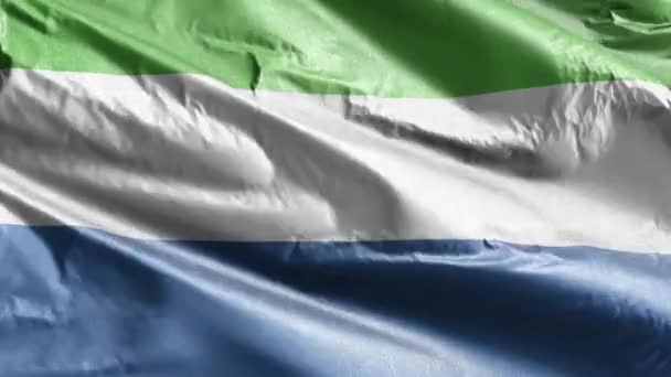 Текстильный Флаг Сьерра Леоне Размахивающий Петле Ветра Знамя Сьерра Леоне — стоковое видео