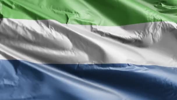 塞拉利昂国旗在风向上飘扬 塞拉利昂的旗帜在微风中飘扬 完整的背景 10秒回圈 — 图库视频影像