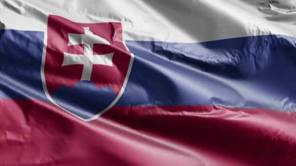 Σλοβακία Σημαία Αργή Κυματίζει Στο Βρόχο Του Ανέμου Σλοβάκικο Πανό — Αρχείο Βίντεο