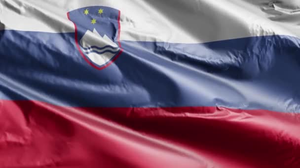 Drapeau Slovénie Agitant Lentement Sur Boucle Vent Bannière Slovène Balançant — Video