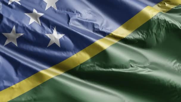 Флаг Соломоновых Островов Медленно Махал Петле Ветра Знамя Соломоновых Островов — стоковое видео