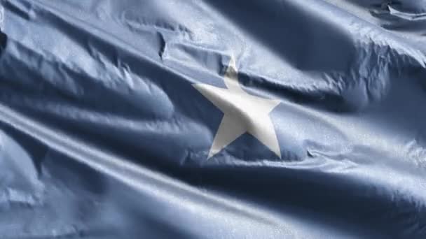 Somali Tekstil Bayrağı Rüzgar Döngüsünde Yavaşça Dalgalanıyor Somali Bayrağı Rüzgarda — Stok video