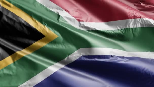 Южная Африка Медленно Махает Флагом Ветровой Петле Южноафриканское Знамя Плавно — стоковое видео