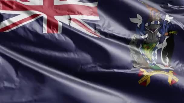 南ジョージアと南サンドイッチ諸島の旗が風の輪に振っている 南ジョージアと南サンドイッチ諸島の旗が風に揺れる 完全充填の背景 10秒ループ — ストック動画