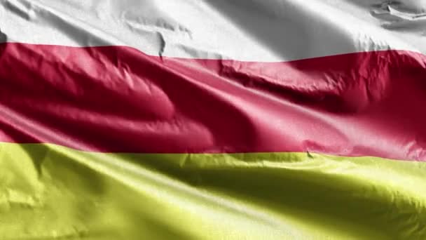 South Ossetia Textile Flag Slow Waving Wind Loop South Ossetia — Stock Video