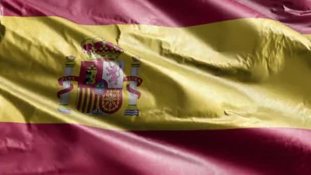西班牙纺织品的国旗在风向上飘扬 西班牙国旗在微风中飘扬 织物织物织物组织 完整的背景 10秒回圈 — 图库视频影像