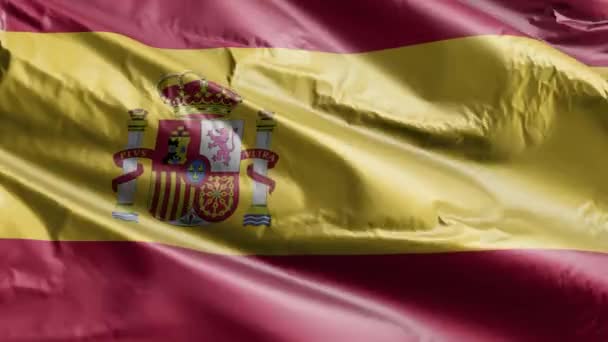 Bandera España Ondeando Bucle Del Viento Bandera Española Balanceándose Brisa — Vídeo de stock