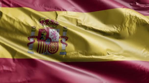 Bandera España Ondeando Lentamente Bucle Del Viento Bandera Española Balanceándose — Vídeo de stock