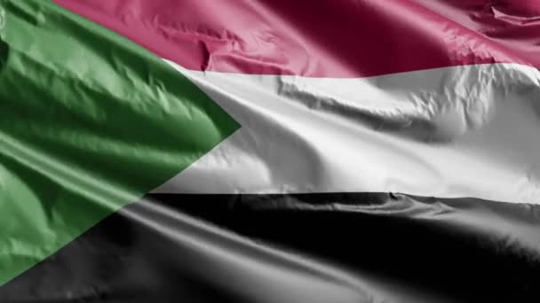Sudan Bayrağı Rüzgar Döngüsünde Yavaşça Dalgalanıyor Sudan Bayrağı Rüzgarda Hafifçe — Stok video