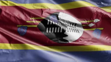 Rüzgarda sallanan Svaziland bayrağı. Rüzgarda sallanan Swazi bayrağı. Tam dolgu arkaplanı. 10 saniye döngü. 