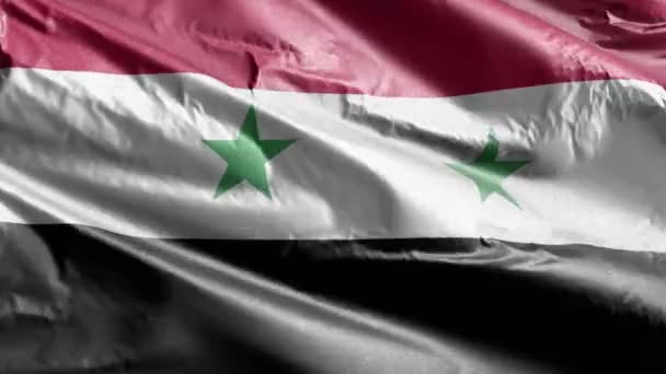 Syrská Textilní Vlajka Vlající Větrné Smyčce Syrská Vlajka Pohupuje Větru — Stock video