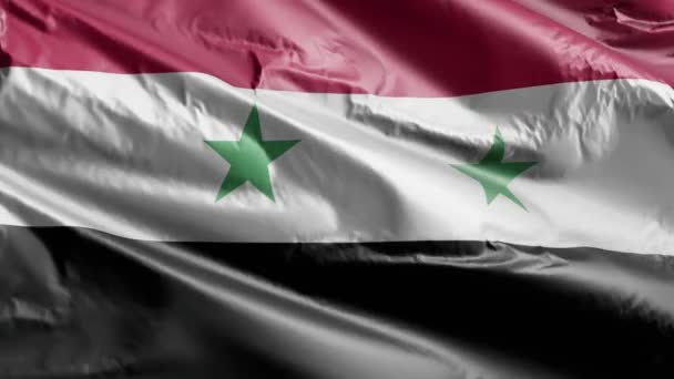 Сирия Медленно Махает Флагом Ветровой Петле Сирийское Знамя Плавно Раскачивается — стоковое видео