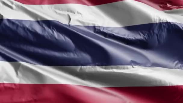 Thailand Flag Waving Wind Loop Thai Banner Swaying Breeze Full — Stock Video