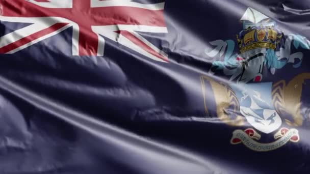 Tristan Cunha Vlag Zwaait Langzaam Wind Lus Tristan Cunha Spandoek — Stockvideo