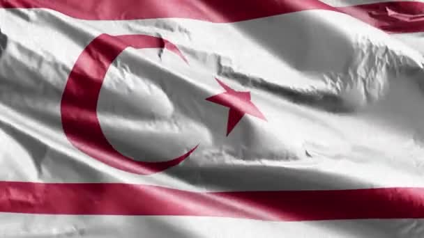 Turkiska Republiken Norra Cypern Textilflagga Viftar Vindslingan Turkiska Republiken Norra — Stockvideo