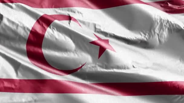 Турецкая Республика Северного Кипра Текстильный Флаг Медленно Машет Ветровой Петле — стоковое видео