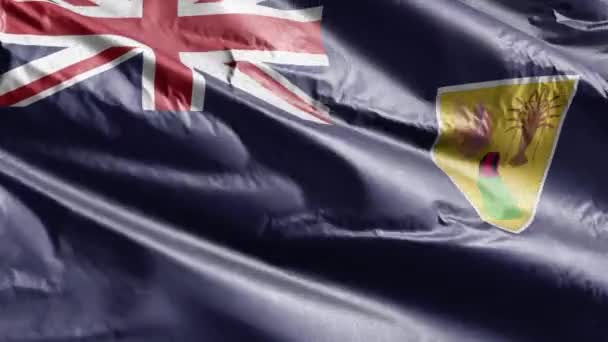 Bandera Textil Las Islas Turcas Caicos Ondeando Bucle Del Viento — Vídeo de stock