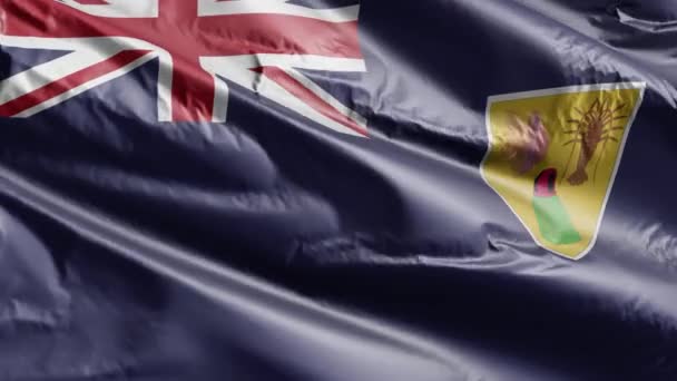 Bandera Las Islas Turcas Caicos Ondeando Lentamente Bucle Del Viento — Vídeo de stock